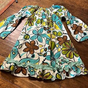 Le’ Za Me Retro Floral Whimsical Print Princess Sleeve Dress, size 6X